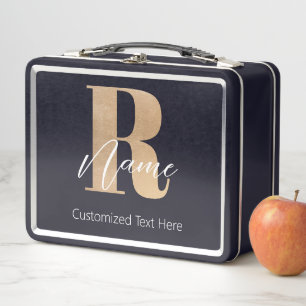 Moderne monogrammierte Anfangsbuchstabe R & Name P Metall Brotdose