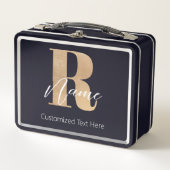 Moderne monogrammierte Anfangsbuchstabe R & Name P Metall Brotdose (Vorderseite)