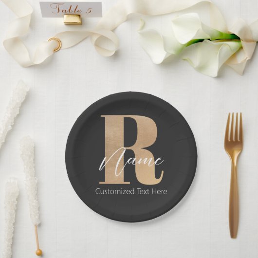 Moderne monogrammierte Anfangsbuchstabe R & Name P Pappteller (Hochzeit)