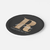 Moderne monogrammierte Anfangsbuchstabe R & Name P Pappteller (Schrägansicht)