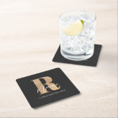 Moderne monogrammierte Anfangsbuchstabe R & Name P Rechteckiger Pappuntersetzer (Vor Ort)