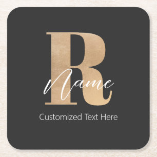 Moderne monogrammierte Anfangsbuchstabe R & Name P Rechteckiger Pappuntersetzer
