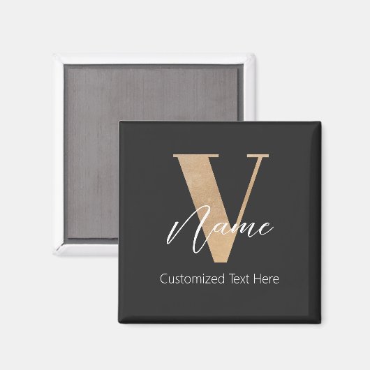 Moderne monogrammierte Anfangsbuchstabe V & Name P Magnet (Vorderseite/Rückseite)