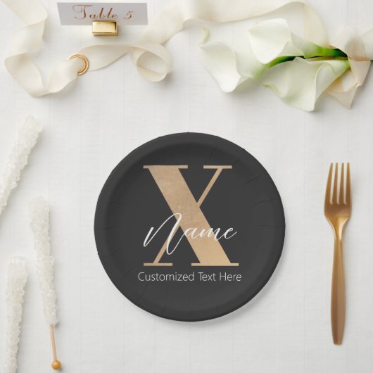 Moderne monogrammierte Anfangsbuchstabe X & Name P Pappteller (Hochzeit)