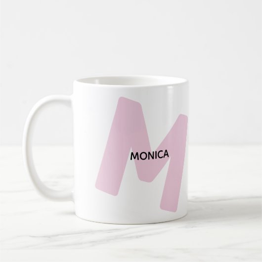 Moderne monogrammierte Anfangsbuchstaben- und Name Kaffeetasse (Links)