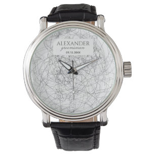 Moderne monogrammierte Brautführer Armbanduhr