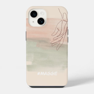 Moderne monogrammierte feminine Wasserfarbe Mädche iPhone 14 Hülle