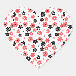 Moderne monogrammierte Floral Herz-Aufkleber