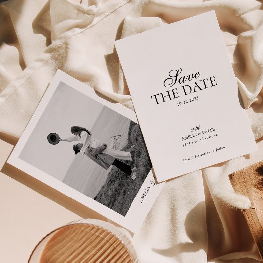 Moderne monogrammierte Foto-Hochzeit Save the Date