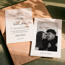 Moderne monogrammierte Foto-Hochzeitseinladung