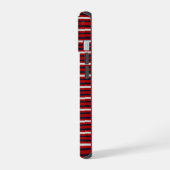 Moderne monogrammierte gestreifte iPhone 15 hülle (Linke Seite)