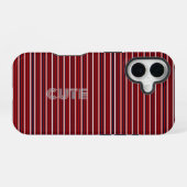 Moderne monogrammierte gestreifte iPhone 16 hülle (Rückseite (Horizontal))