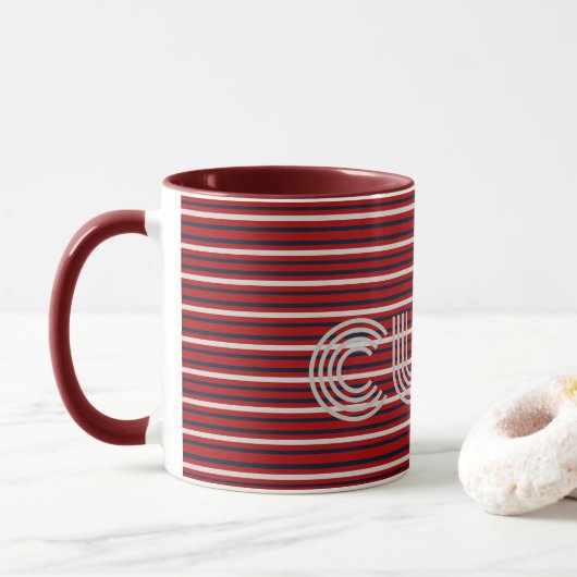 Moderne monogrammierte gestreifte tasse (Mit Donut)
