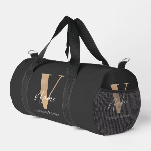 Moderne monogrammierte Initiale V & Name personali Duffle Bag (Rechte Ecke)