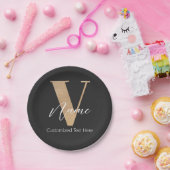 Moderne monogrammierte Initiale V und Name persona Pappteller (Party)