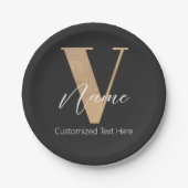 Moderne monogrammierte Initiale V und Name persona Pappteller (Vorderseite)