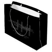 Moderne monogrammierte Initialen (oder anderer Tex Große Geschenktüte (Rückseite Schrägansicht)