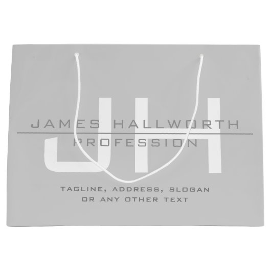 Moderne monogrammierte Initialen (oder anderer Tex Große Geschenktüte (Vorderseite)