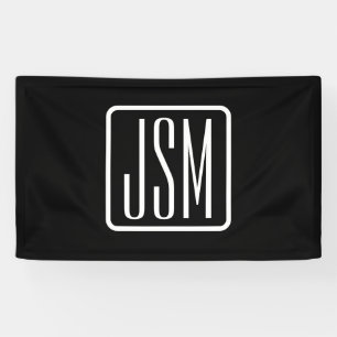 Moderne monogrammierte Initialen   Schwarz & Weiß Banner