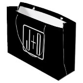 Moderne monogrammierte Initialen | Schwarz & Weiß Große Geschenktüte (Rückseite Schrägansicht)
