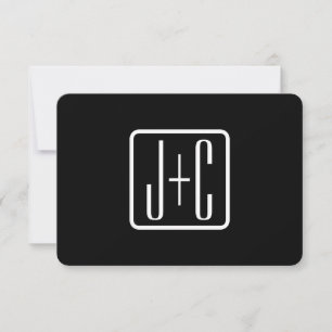 Moderne monogrammierte Initialen Schwarz & Weiß Mitteilungskarte