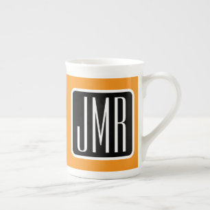 Moderne monogrammierte Initialen Schwarz Weiß & Porzellantasse