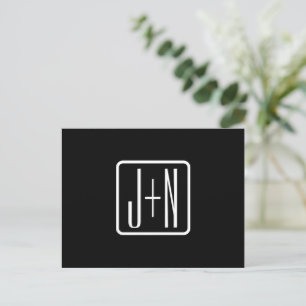 Moderne monogrammierte Initialen   Schwarz & Weiß Postkarte