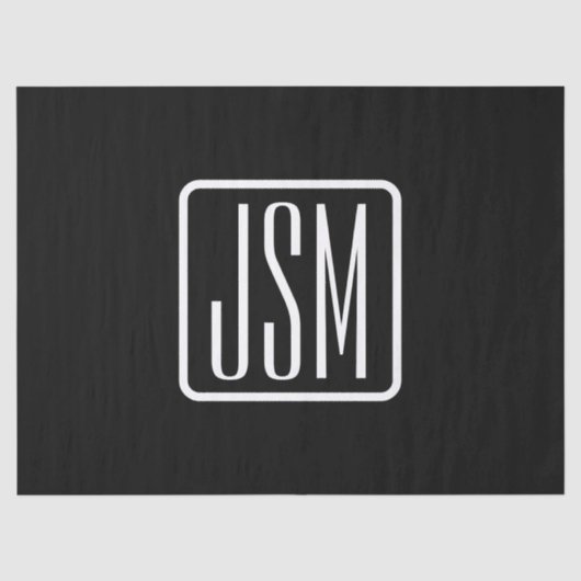 Moderne monogrammierte Initialen | Schwarz & Weiß Seidenpapier (Vorderseite)