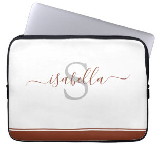Moderne monogrammierte minimalistische Rust-Mädche Laptopschutzhülle