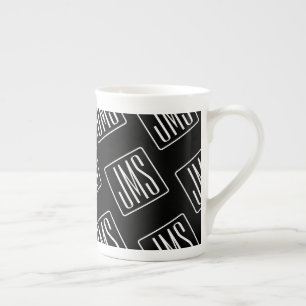 Moderne monogrammierte Muster   Schwarz & Weiß Porzellantasse