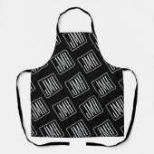 Moderne monogrammierte Muster | Schwarz & Weiß Schürze (Vorderseite)