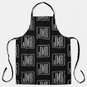 Moderne monogrammierte Muster | Schwarz & Weiß Schürze (Vorderseite)