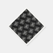 Moderne monogrammierte Muster | Schwarz & Weiß Serviette (Ecke)