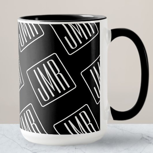 Moderne monogrammierte Muster | Schwarz & Weiß Tasse