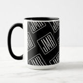 Moderne monogrammierte Muster | Schwarz & Weiß Tasse (Links)