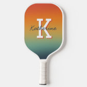 Moderne monogrammierte Name Cool Gradient Pickleball Schläger (Rückseite)