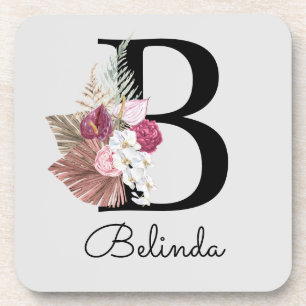 Moderne monogrammierte rosa Boho Initiale B Getränkeuntersetzer