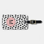 Moderne monogrammierte rosa Gepäckanhänger (Vorderseite horizontal)