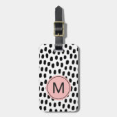 Moderne monogrammierte rosa Gepäckanhänger (Vorderseite vertikal)