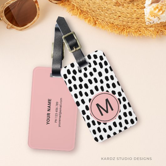 Moderne monogrammierte rosa Gepäckanhänger