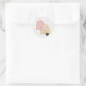 Moderne monogrammierte rosafarbene Regenbogen Runder Aufkleber (Tasche)