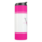 Moderne monogrammierte Schrift in Hot Pink Thermosbecher (Nach links gedreht)