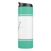 Moderne monogrammierte Schrift Mint Thermosbecher (Nach rechts gedreht)