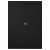 Moderne monogrammierte schwarze und goldene Schrif Klemmbrett (Rückseite)