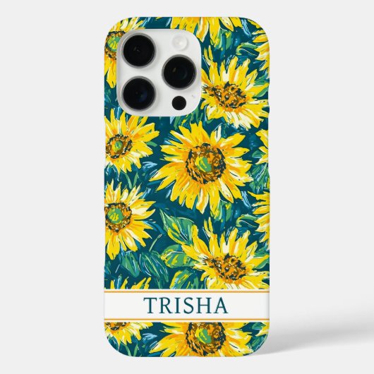 Moderne monogrammierte Sonnenblumen Case-Mate iPhone Hülle (Rückseite)