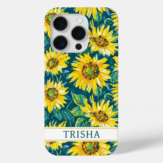 Moderne monogrammierte Sonnenblumen Case-Mate iPhone Hülle (Rückseite)