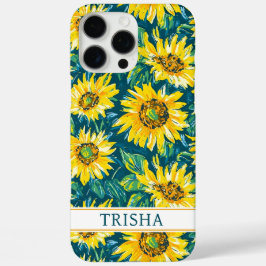 Moderne monogrammierte Sonnenblumen iPhone 16 Pro Max Hülle