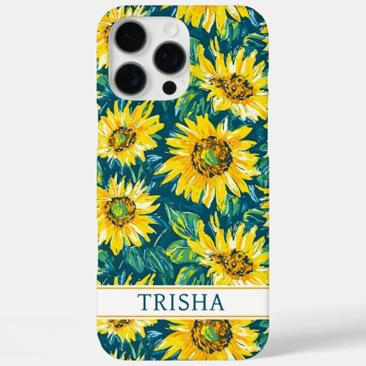 Moderne monogrammierte Sonnenblumen Case-Mate iPhone Hülle (Rückseite)