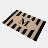 Moderne monogrammierte Streifen Fußmatte (Schrägansicht)