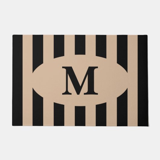 Moderne monogrammierte Streifen Fußmatte (Vorderseite)